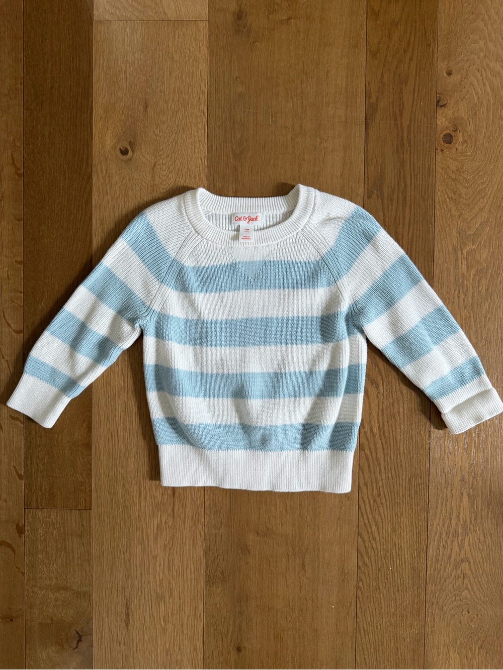 Cat & Jack White and Light Blue Striped Knit Sweater